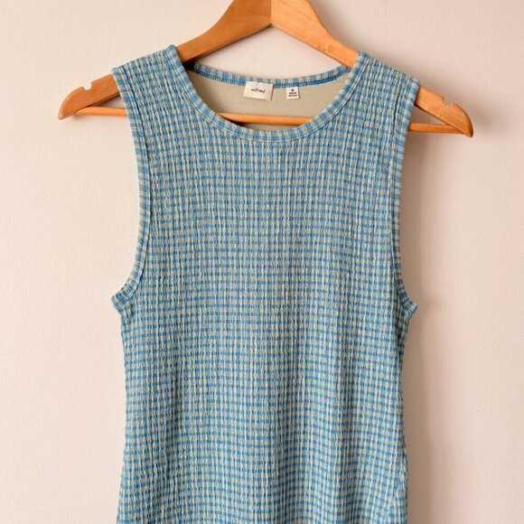 Aritzia Wilfred Verona Gingham Sleeveless Midi Dress Blue Green Size Medium - Picture 7 of 10